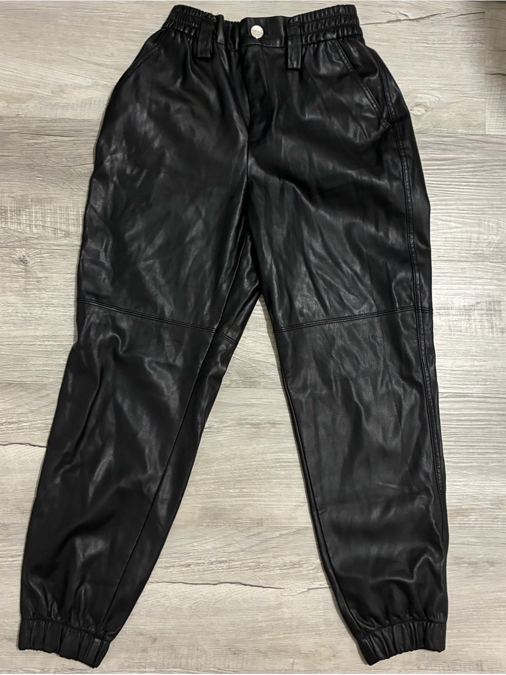 bershka faux leather jogger pants